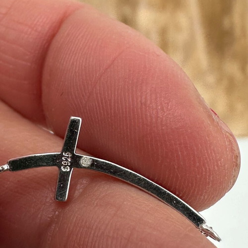 Silver necklace cross 925 like new with minimal stones