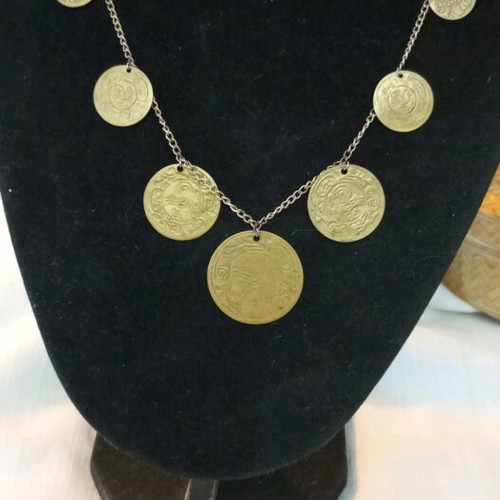 Hermina necklace with Ottoman coins like new, metal and bronze