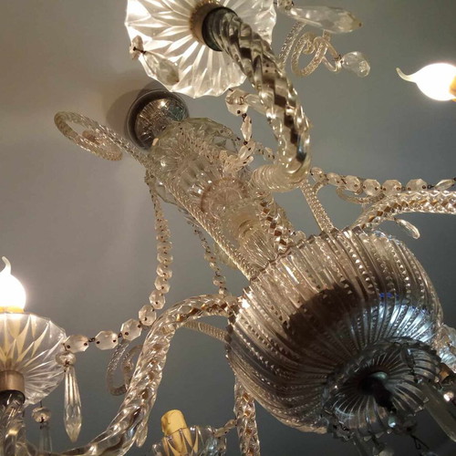 Vintage crystal pentafoto ceiling light used, 1970s