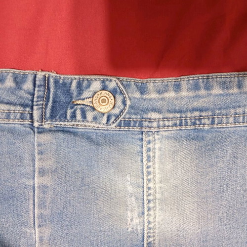 Denim jacket used with fabric sleeves and hood, size S