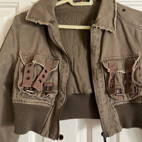 Crop jacket green like new, size L