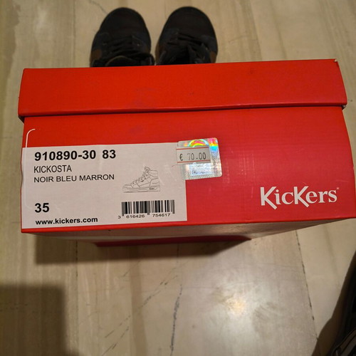 Kickers Kickosta Noir Blue Marron boots, size 35, boys