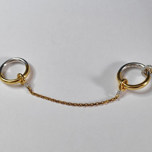 PHORIA Hookup Chain Ring δαχτυλίδι μεταχειρισμένο, ασημένιο επιχρυσωμένο με λευκό τοπάζι