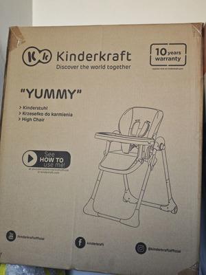 Kinderkraft Yummy Folding High Chair with Adjustable Height like new, colorful