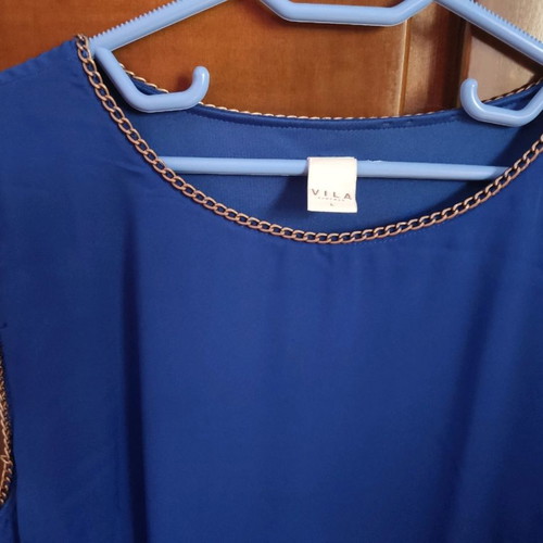 Midi dress blue used, size L with decorative chain