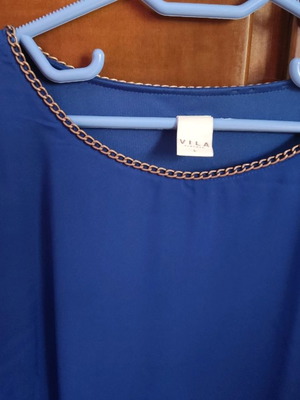 Midi dress blue used, size L with decorative chain