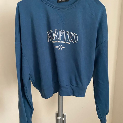 Teal Blue Slogan Sweatshirt Pink Woman Small like new