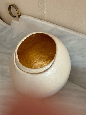 Handmade ceramic lamp with gold leaf interior coating new