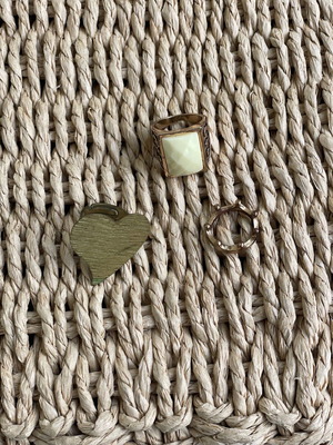Rings used, set of 3, beige and gold colors