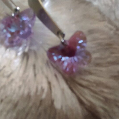 Women's earrings with purple crystal butterfly shape new
