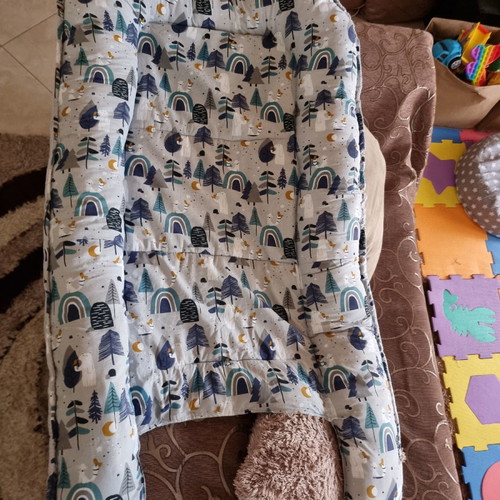 Baby nest double-sided used, large size, neutral grey-white combination