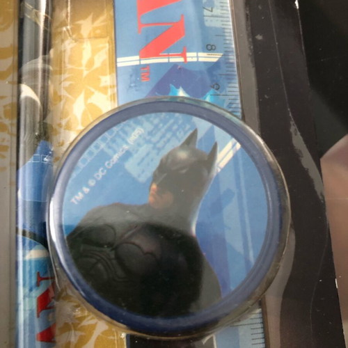 Batman Begins Movie school set tin case new DC Comics