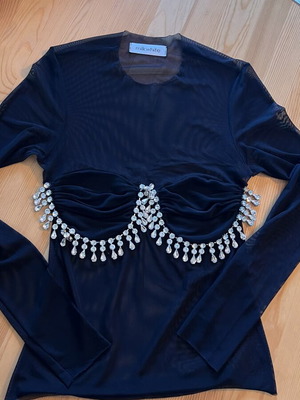Milkwhite mesh top with crystals like new, size M
