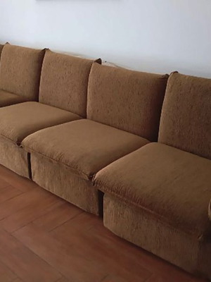 Modular 5-Seater Sofa and 2 Armchairs Refurbished Vintage Set