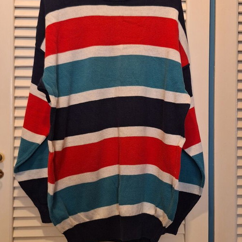 Wide striped blouse with 4 colors like new, size L