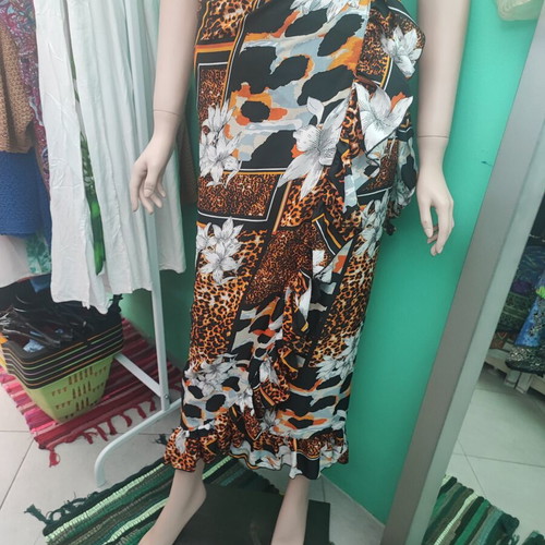 Rima Beachwear Pareo Skirt with Ruffles One Size Animal Print