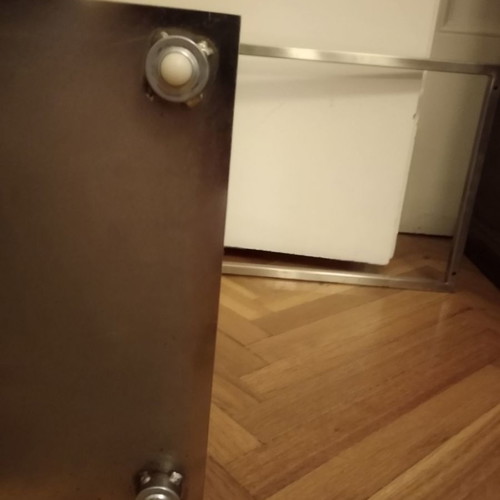 Tavolino 5 side table used, stainless steel and Wenge wood