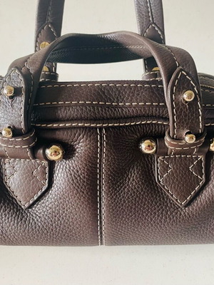 Lancel Paris leather handbag, vintage, brown, gold hardware