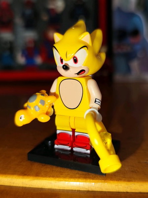 Super Sonic figure like new with stand, turtle, and ring