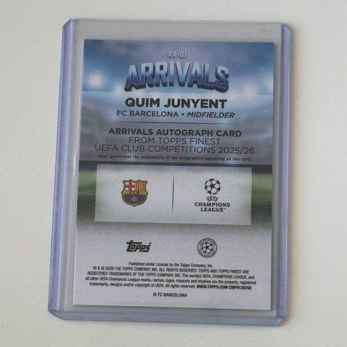 Quim Junyent 2025 Topps UEFA Club Competition Finest Arrivals RC Auto 54/75 new
