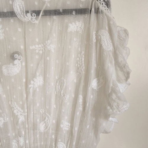 Zara maxi transparent polka dot embroidered shirt caftan off-white size S like new