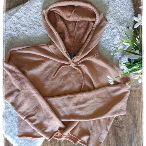 Brown Crop Hoodie used, brown cropped hoodie with hood, size S