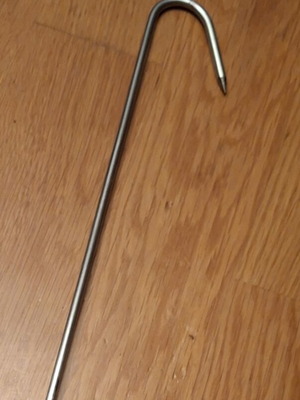 Metal fishing hook, stainless steel inox, 56cm