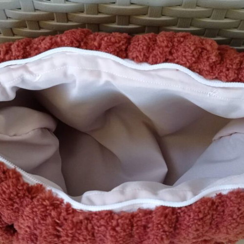 Handmade Puffy Alize Cosmetic Bag in Brick Color made to order