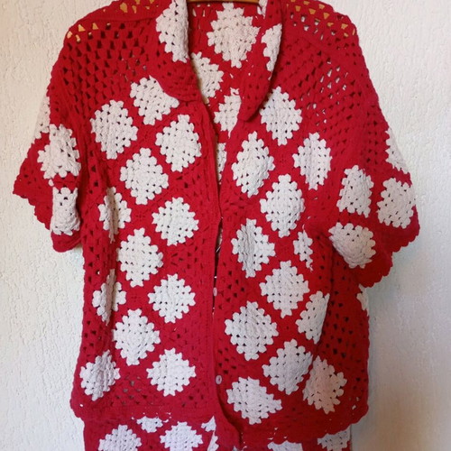 Zara Crocket set knit polo and shorts red with white, like new