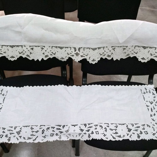Set of 12 collectible white handmade table linens used