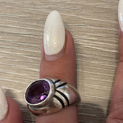 Silver 925 ring with amethyst, used, size 52