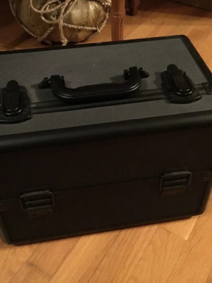 Makeup case black, hard plastic, new