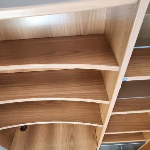 Neoset desk and bookshelf used with LED light