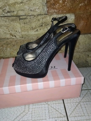 Sandals No.39 new black with rhinestones and platform