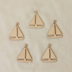 Wooden sailboat charms set of 10 for crafts and good luck
