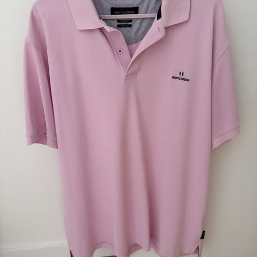Navy & Green men's polo shirt XXL like new, pink multicolor