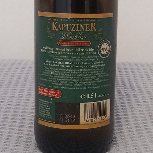 Kapuziner beer bottle used, empty, height 27.5 cm