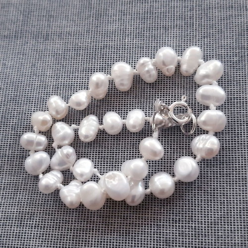 Antoinette Jewelry Set with Natural Freshwater Pearls and 925 Silver Necklace and Bracelet, New