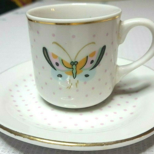 El Marwa Fine China Japan Moka/espresso porcelain cup and saucer used, 80s