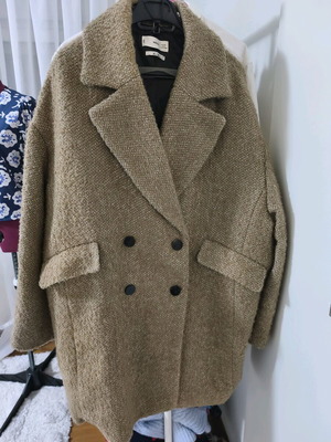 MANGO Oversized Παλτό Γυναικείο Σαν Καινούργιο, Μέγεθος L, Μπεζ Καφέ