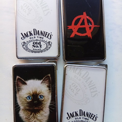 Zenit Slim and Jack Daniel's lighters used, set of 4, 8x4.7 cm