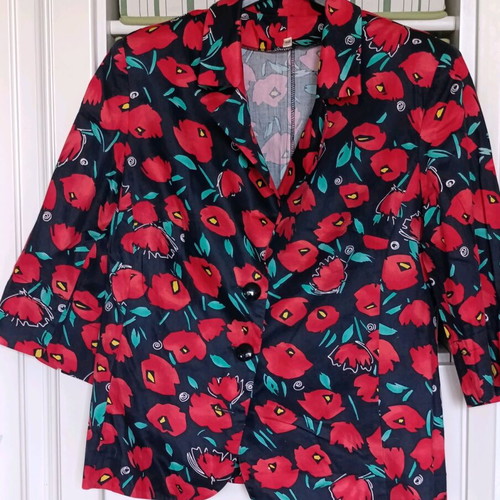 Women's vintage summer jacket used, black and red