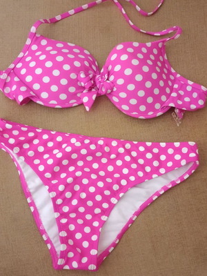 Bikini swimsuit used, size 46, white and pink