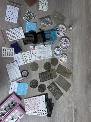 Mega Nail Art Decoration Bundle new, stamping plates, stickers, rhinestones