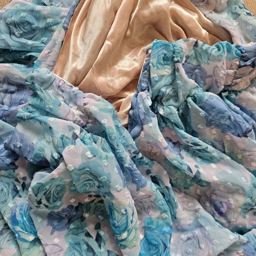 Boho dress Iraida like new, floral cut out, blue
