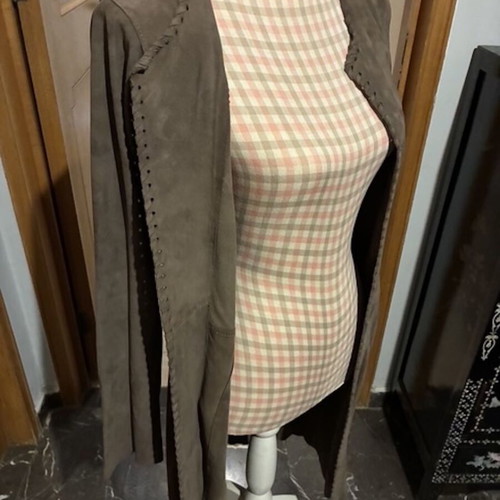 Leather spring jacket long with side slits tan color STE GALERIE BIRKENMEYER like new