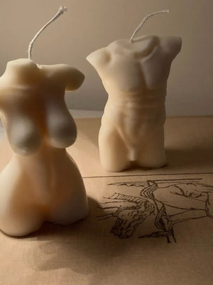 Body-shaped candles made of plant wax, new