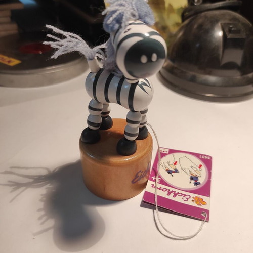 Eichhorn wooden zebra figure like new with button movement