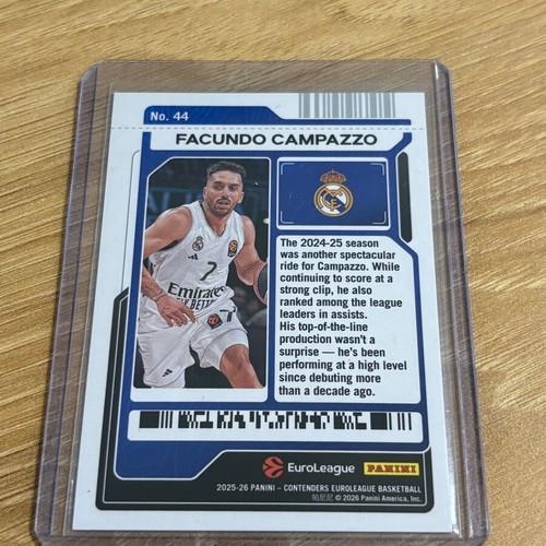 Panini Contenders EuroLeague 2025-26 Game Ticket Facundo Campazzo like new