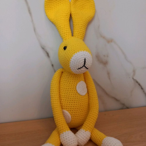Handmade knitted bunny doll 45 cm new, cotton yarn